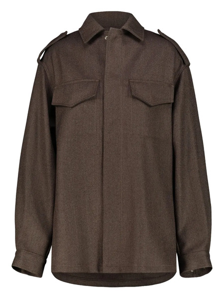  Drhope Flap-pockets Epaulettes Shirt Jacket - Brown 