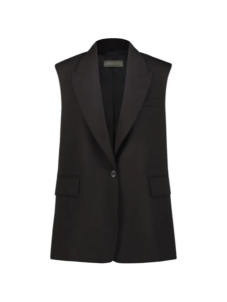  Drhope Shawl-collar Sleeveless Blazer Vest - Black 