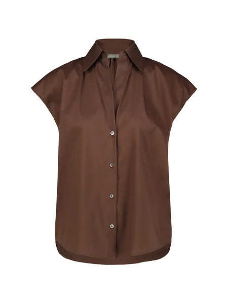  Drhope V-neck Cap-sleeved Shirt - Brown 