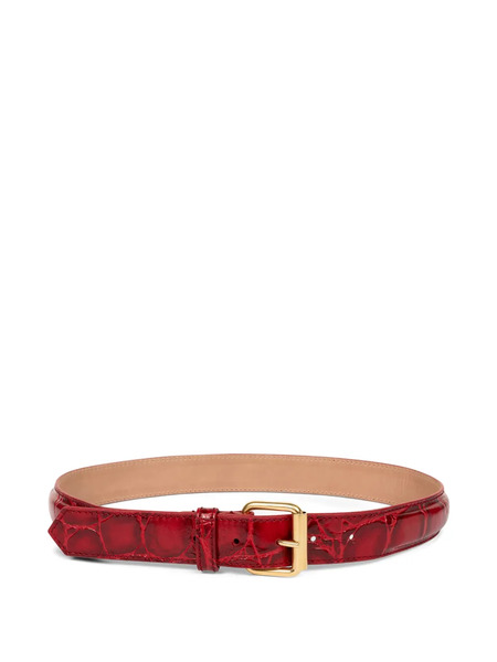  Dries Van Noten Crocodile-effect Buckle Belt - Red 