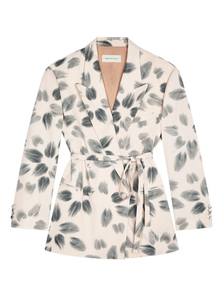  Dries Van Noten Leaf-print Blazer - Neutrals 