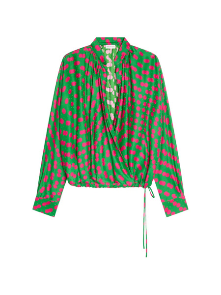  Dries Van Noten Polka-dot Wrap Blouse - Green 