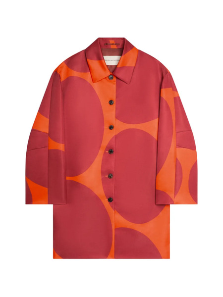  Dries Van Noten Printed A-line Oversized Coat - Red 