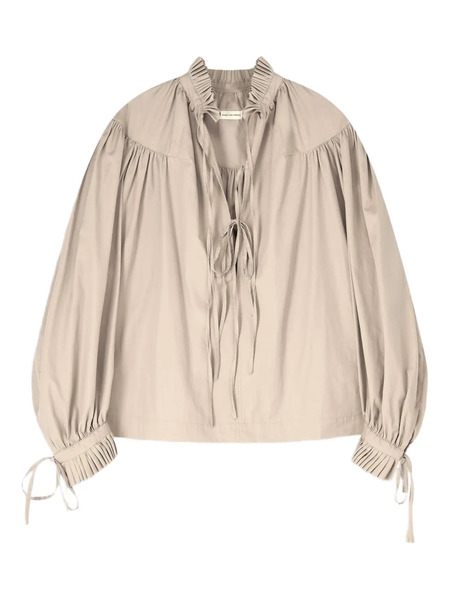 Dries Van Noten Ruffled Cotton Blouse - Neutrals 