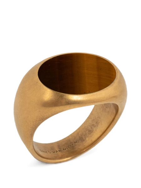  Dries Van Noten Stone Signet Ring - Gold 
