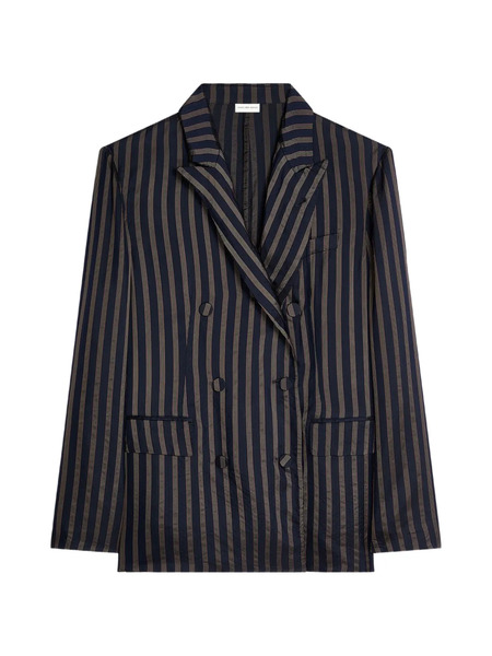  Dries Van Noten Striped Double-breasted Blazer - Blue 