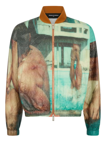  Dsquared2 Abstract-print Bomber Jacket - Green 