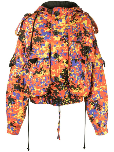  Dsquared2 Abstract Print Hooded Jacket - Orange 