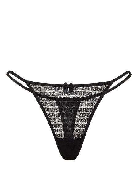 Dsquared2 All-over Logo Thong - Black 