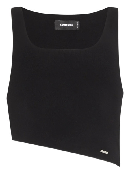  Dsquared2 Asymmetric Crop Top - Black 