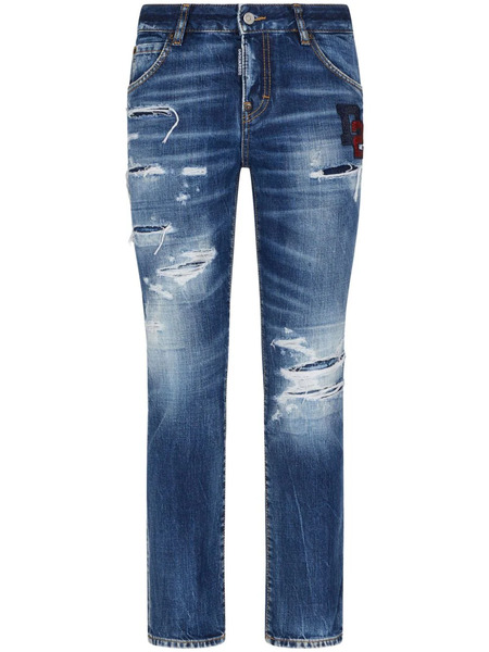  Dsquared2 Boston Logo-patch Cropped Jeans - Blue 