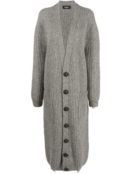  Dsquared2 Button-up Ribbed Long Cardigan - Grey 