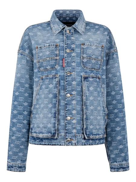  Dsquared2 Buttoned Graphic Jean Jackets - Blue 