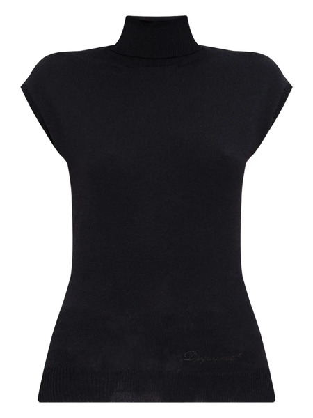  Dsquared2 Cap-sleeve Turtleneck Top - Black 