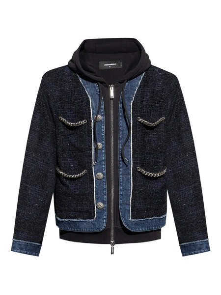  Dsquared2 Chain-trimmed Tweed Jacket - Blue 
