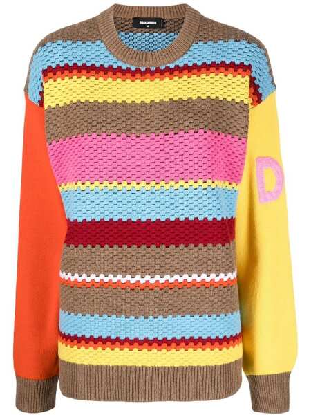  Dsquared2 Chunky-knit Striped Jumper - Brown 