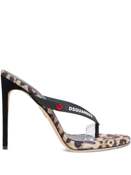  Dsquared2 Clear Leopard Mule Sandals - White 
