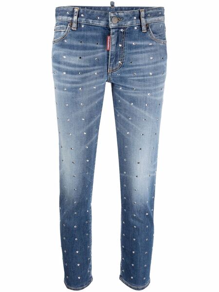  Dsquared2 Crystal-embellished Cropped Jeans - Blue 