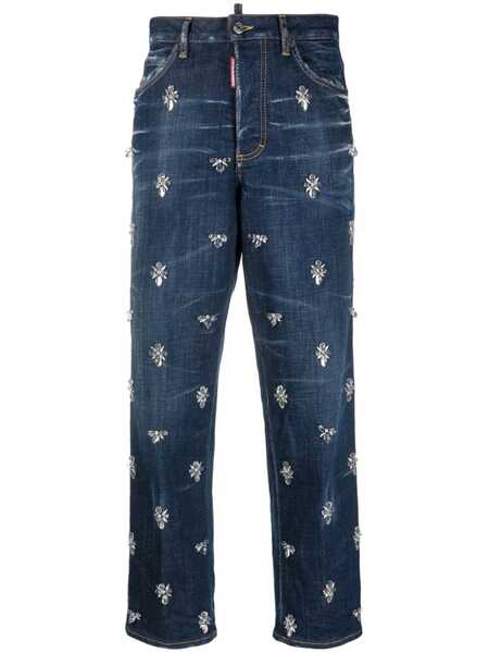  Dsquared2 Crystal Flies High-rise Cropped Jeans - Blue 