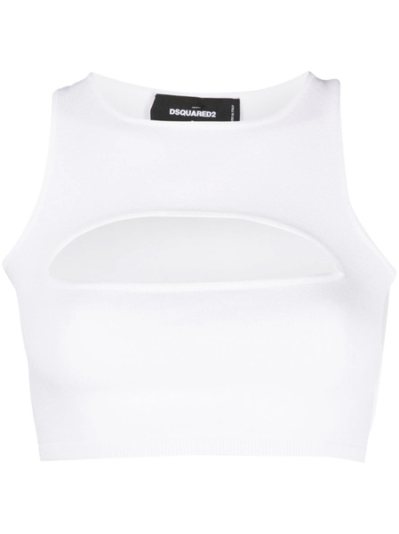  Dsquared2 Cut-out Sleeveless Cropped Top - White 