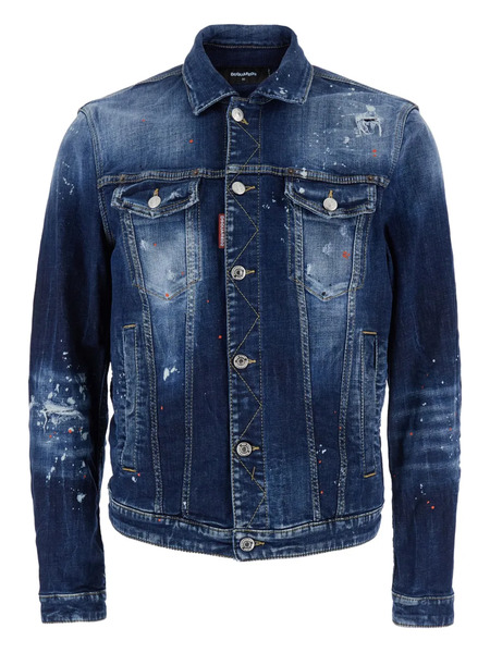  Dsquared2 Dan Painted Classic-collar Denim Jacket - Blue 
