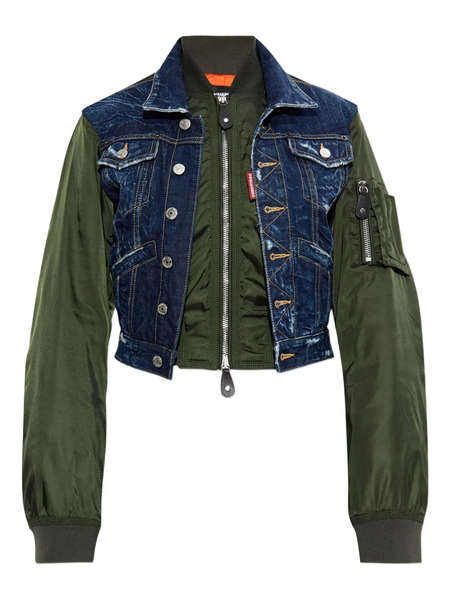  Dsquared2 Denim-panelled Bomber Jacket - Green 