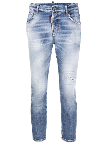  Dsquared2 Distressed-effect Cropped Jeans - Blue 