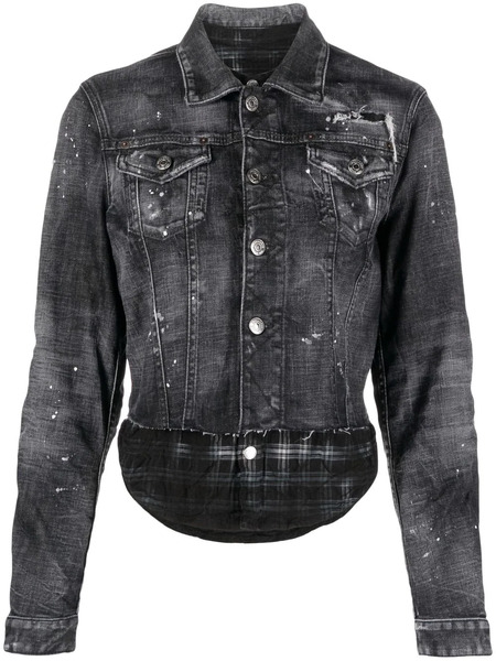 Dsquared2 Distressed-effect Denim Jacket - Black 