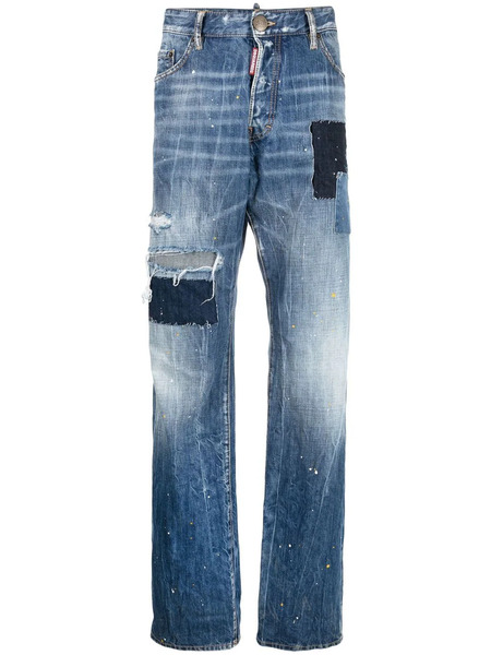 Dsquared2 Distressed-effect Patchwork Jeans - Blue 