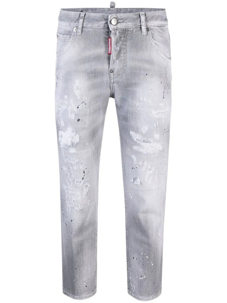  Dsquared2 Distressed Low-rise Cropped Jeans - Grey 