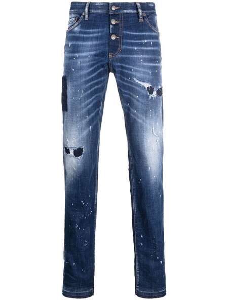  Dsquared2 Distressed Paint Splattered Jeans - Blue 