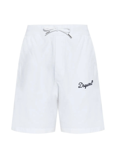  Dsquared2 Drawstring Embroidered-logo Track Shorts - White 