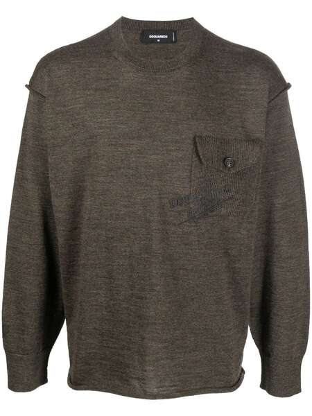  Dsquared2 Flap Pocket Crew Neck Jumper - Green 