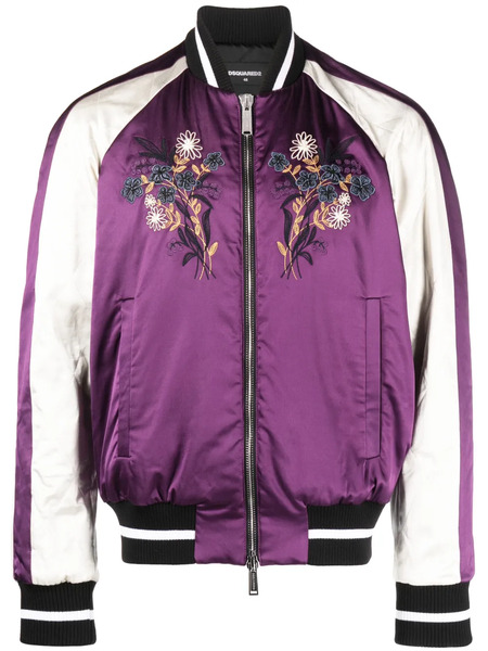  Dsquared2 Floral-embroidered Bomber Jacket - Purple 