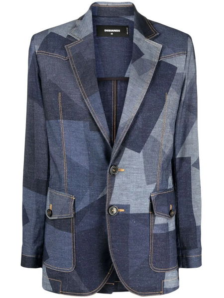  Dsquared2 Geometric-print Denim Blazer - Blue 