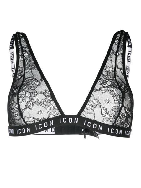  Dsquared2 Icon Lace Triangle Bra - Black 