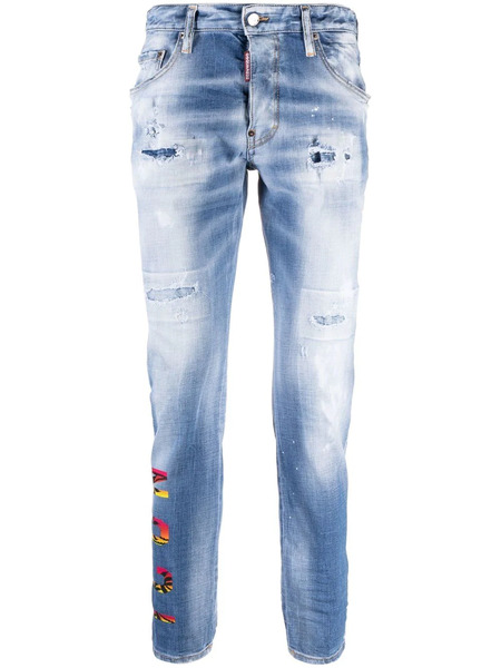  Dsquared2 Icon Printed Slim-cut Jeans - Blue 