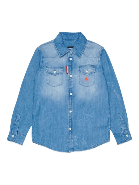  Dsquared2 Kids Buttoned Maple Leaf Shirt - Blue 