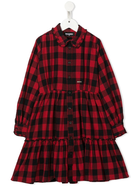  Dsquared2 Kids Check-pattern Long-sleeve Dress - Black 