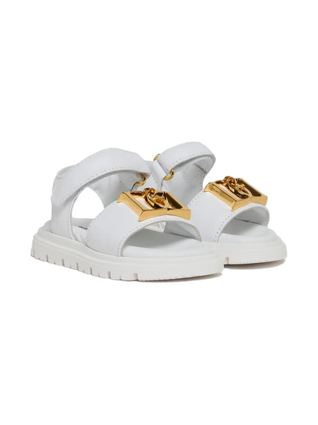 Dsquared2 Kids D2 Statement Leather Platform Sandals - White 