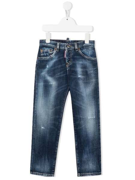  Dsquared2 Kids Distressed-finish Straight Jeans - Blue 