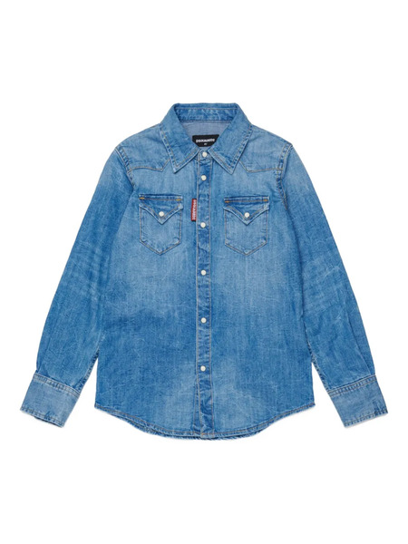  Dsquared2 Kids Double-pocket Denim Shirt - Blue 