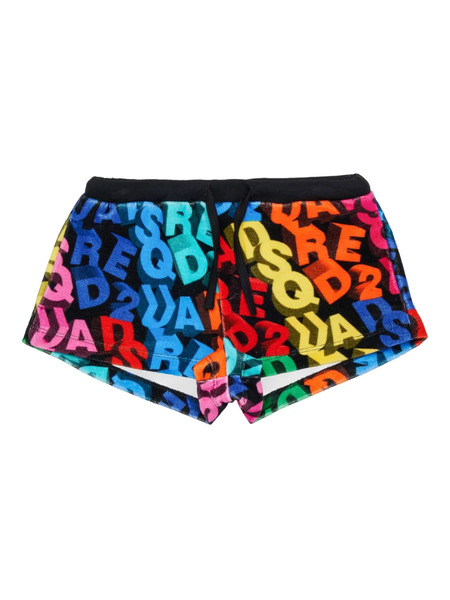  Dsquared2 Kids Drawstring Graphic-pattern Shorts - Black 