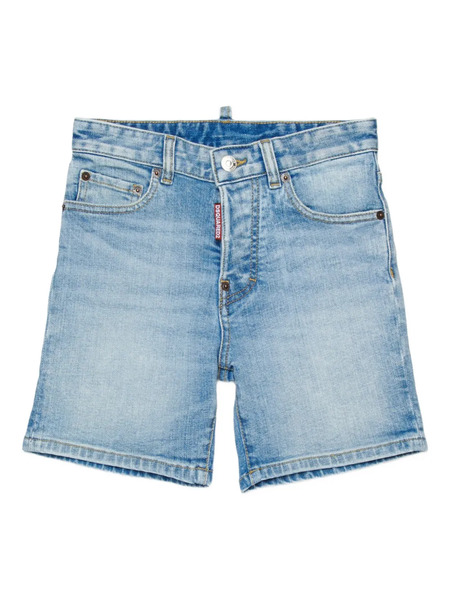  Dsquared2 Kids Faux-leather Patch Five-pocket Denim Shorts - Blue 