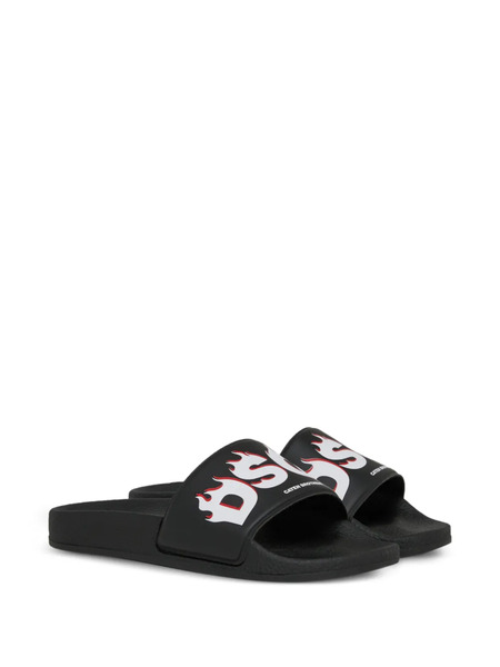  Dsquared2 Kids Graphic-logo Slides - Black 