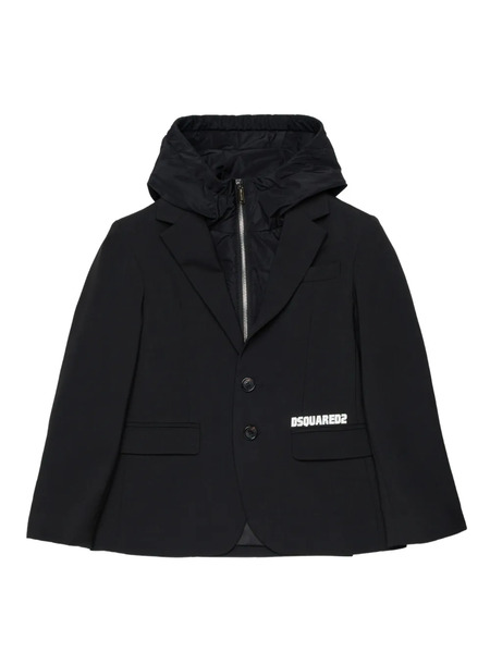  Dsquared2 Kids Hooded Buttoned Blazer - Black 