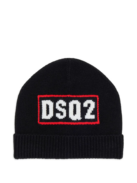  Dsquared2 Kids Intarsia-knit Logo Beanie - Black 