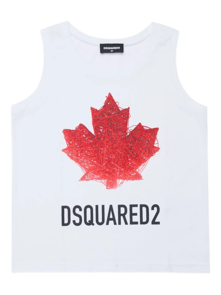  Dsquared2 Kids Leaf-graphic Sleeveless T-shirt - White 