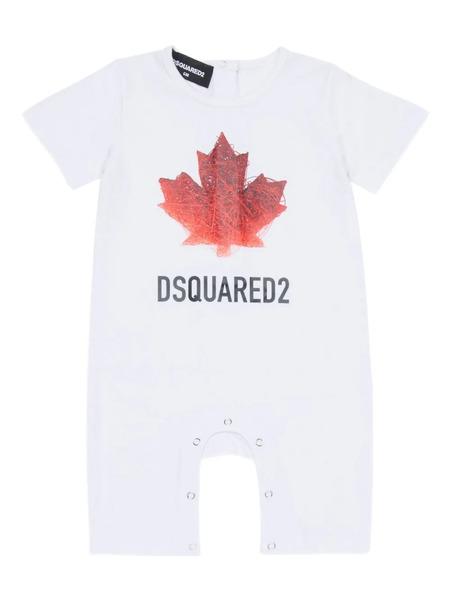  Dsquared2 Kids Leaf Print Babygrow - White 