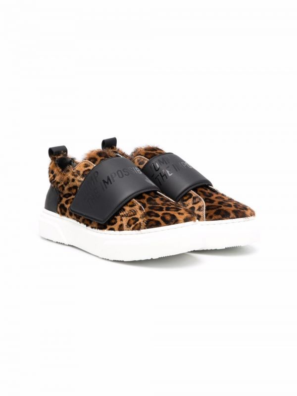  Dsquared2 Kids Leaopard-print Slip-on Sneakers - Brown 